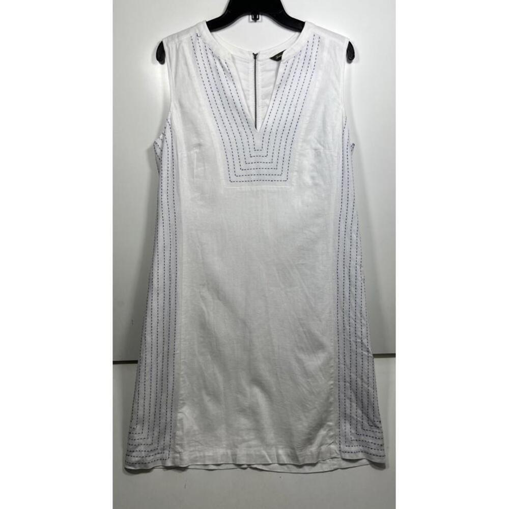 Tommy Bahama Shift Dress White Sz Small Linen Blend Embroidered Summer Coastal